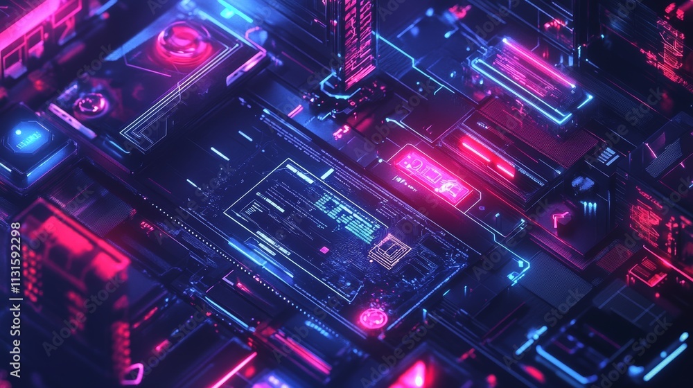 Poster artificial intelligence with circuit electric line style. digital futuristic machine learning design