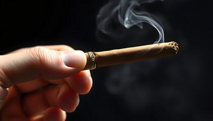 cigarillo in hand isolated with white highlights, png