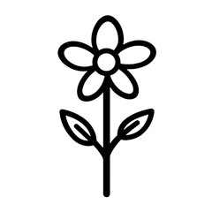 Minimalist flower illustration, black line art, nature and growth