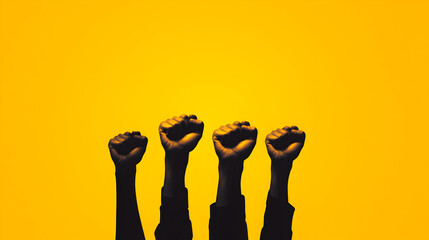 A group of people raising their fists in solidarity, symbolizing the fight against injustice. Fight against injustice solidarity.