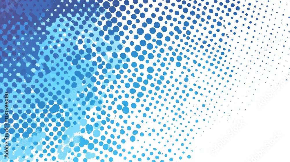 Poster grunge texture dots halftone white and blue color pattern gradient background. dots pop art comics s