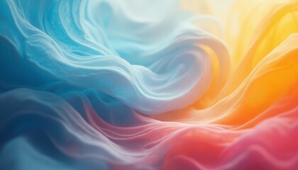 Obraz premium A colorful abstract image with swirling lines and shapes in shades of blue, yellow, and pink