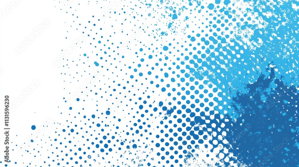 Poster grunge texture dots halftone white and blue color pattern gradient background. dots pop art comics s