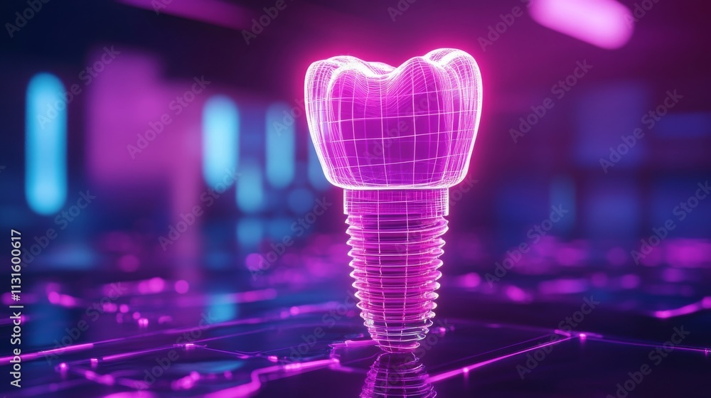 Poster a digital representation of a dental implant created with artificial intelligence showcases advanced