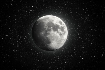 Fototapeta premium Bright full moon surrounded by countless stars illuminating the dark night sky