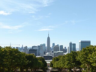 Obraz premium Double exposure photo effect combining nature and city skyline, skyline, art