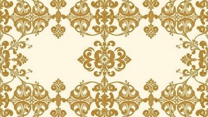 Fototapeta premium Elegant seamless damask wallpaper with intricate floral and geometric designs, luxury, seamless