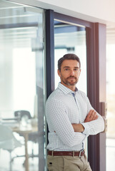 Portrait, corporate and man of confidence in office for about us, accounting career and financial...