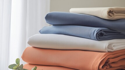 Stacked jersey cotton sheets in a variety of vibrant and pastel colors, showcasing soft textures and neatly folded arrangements for bedding and home decor inspiration.