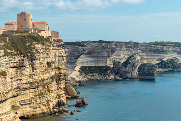 view of the old town and cliffs of Bonifacio