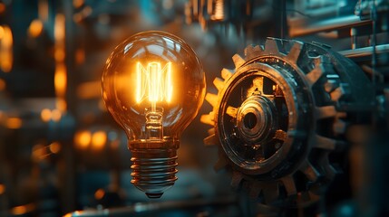 Glowing electric bulb isolated on white background, symbolizing innovation and bright ideas
