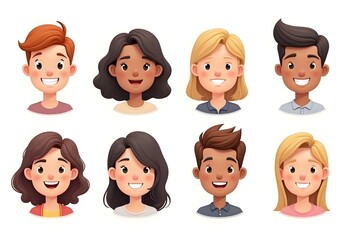 3D illustration of smiling people close up portraits set. Cute cartoon business men and women avatars, multi ethnic male and female characters faces, isolated on white background.