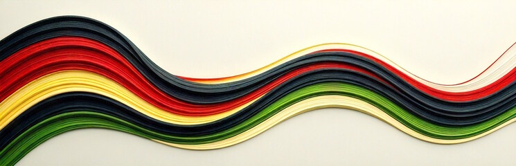 Smooth, flowing layered strands in red, green, black, and yellow. Concept of unity, elegance, and celebration of Black History Month