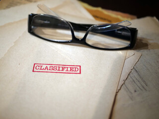Close up of classified document papers