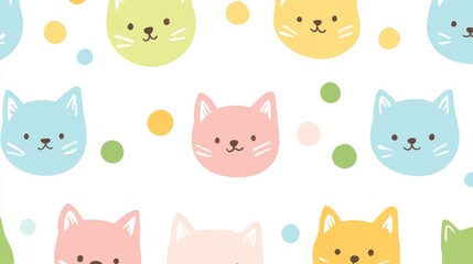 Obraz premium Creative collage of illustrated cats in various colors for design or wallpaper.