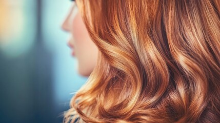 Obraz premium Close-up of wavy, auburn hair.