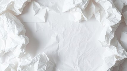 Obraz premium Crumpled white paper with geometric folds, environment, template, discarded