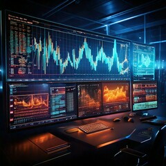 Obraz premium Futuristic cryptocurrency exchange, ui with charts and graphs