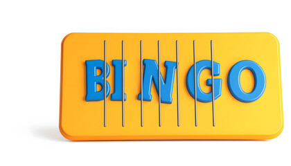 Blue Lettering Bingo Card with Bingo Ball Cage isolated with white highlights, png