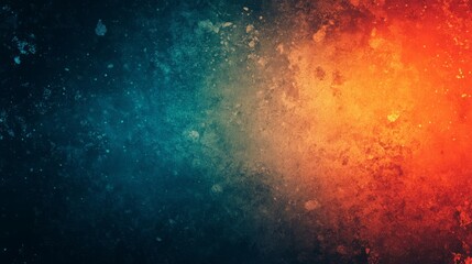 Fototapeta premium Teal orange grainy background banner noise texture glowing color gradient vibrant dark poster design