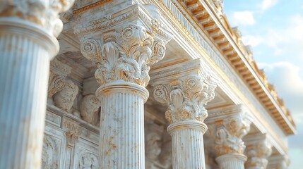 Obraz premium Ancient greek architecture marble columns high resolution image