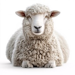 Obraz premium A charming and gentle sheep with a fluffy coat, isolated on a white background.