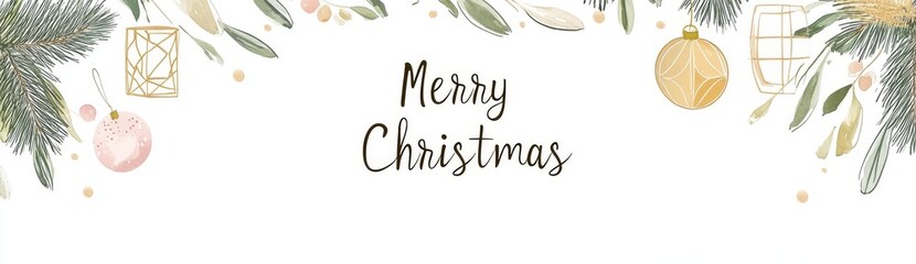 Fototapeta premium Develop Christmas cards that include a Christmas tree, wreath, and additional festive items in modern illustrations.