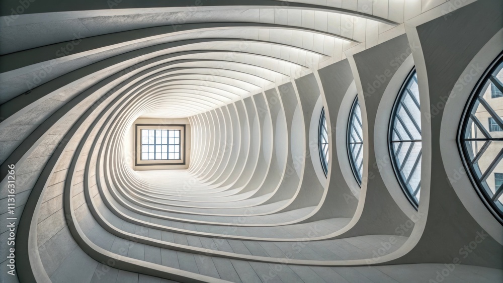 Aufkleber smooth, curved lines and strategic lighting create a captivating visual in modern architectural desi