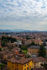 Obraz premium Historical part of Bergamo city, view from Bergamo Alta with narrow streets, tourists destination