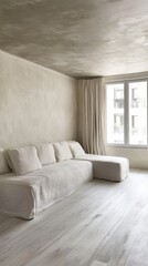 Fototapeta premium Minimalist Living Room With Large L Shaped Sofa