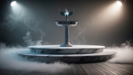 Obraz premium Mystical marble platform in foggy ethereal atmosphere