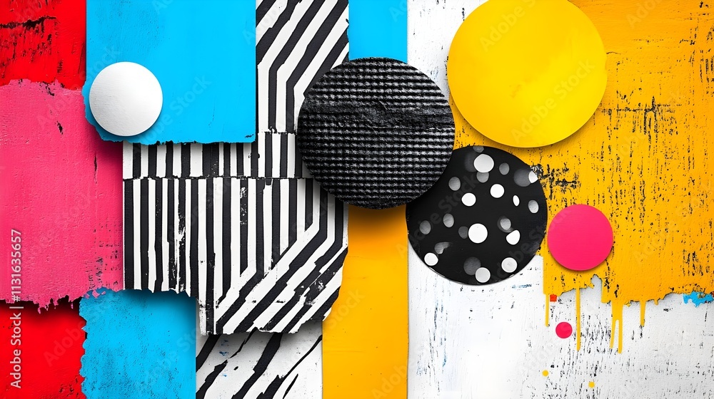 Poster abstract colorful background with geometric shapes featuring bright colors and textured patterns