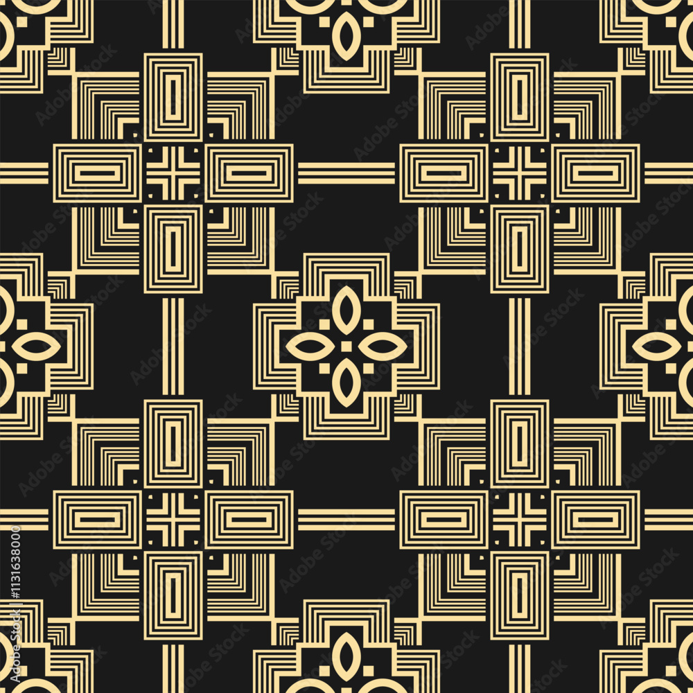 Aufkleber seamless retro pattern with complex monochrome geometry. vector illustration