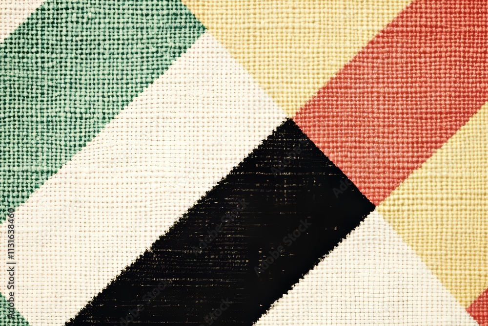 Poster geometry经典图案在现代设计中重现，配以纹理modern风格的绿色半调子图案置于白色背景上，自然亚麻纹理。