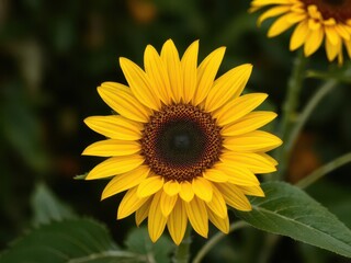 Fototapeta premium Sunflower flower with vibrant yellow petals and dark center, yellow, blossom