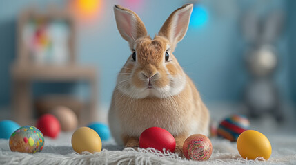 Fluffy Rabbit Celebrating Easter