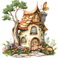 Garden Fantasy House for fairy clipart illustration 