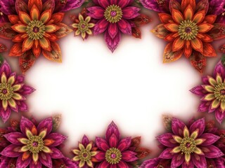 Fototapeta premium Abstract fractal flowers in vibrant colors and intricate patterns, texture