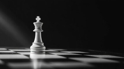 Chess piece on chessboard, competition success and strategy game play