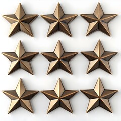 Set of bronze Star on white background