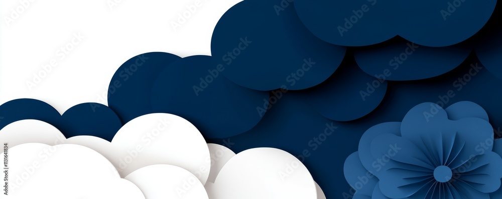 Poster a 3d rendering of a backdrop featuring a hexagonal pattern on a dark blue navy background with a tex