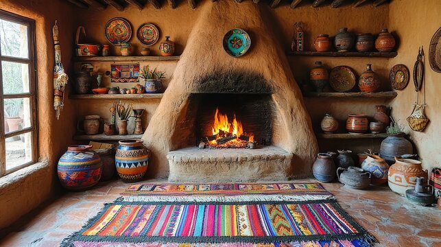 traditional mexican fireplace alcove