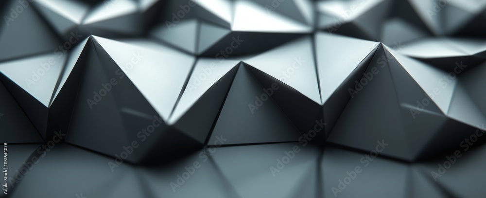 Poster a futuristic interior is highlighted by a blue crystal abstract background and geometric mosaic hill