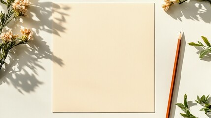 Obraz premium A blank page beautifully framed with soft pastel flowers, designed for romantic-themed stationery, love letters, or wedding cards