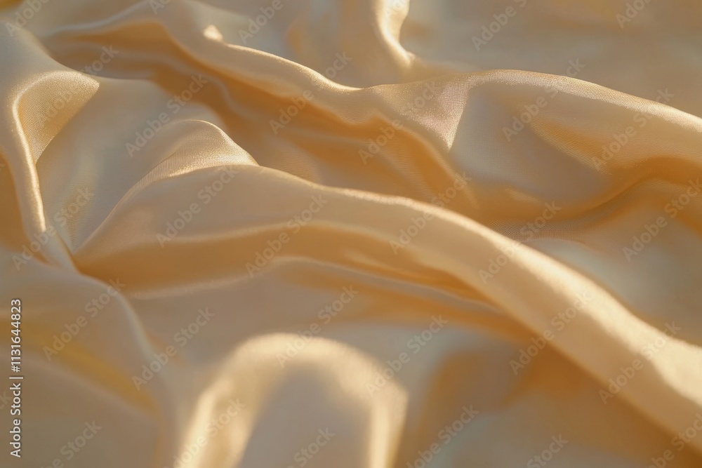 Poster a soft background showcases an abstract smooth white fabric with a silk texture, adorned with flowin