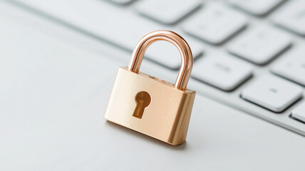 Naklejka premium Secure lock resting on a keyboard symbolizes digital security and data protection in the modern age