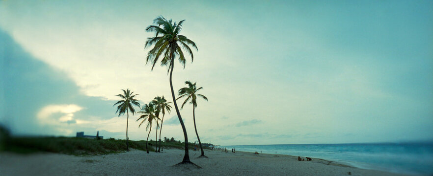 Scenic view of beach against cloudy sky, Santa Maria Del Mar Beach, Havana, Cuba,.