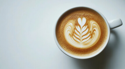 Captivating cappuccino with intricate latte art in minimalist studio setting