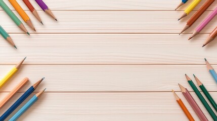 Obraz premium Artist workspace, scattered drafting tools on wooden surface