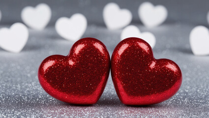 Fototapeta premium red hearts on a white background